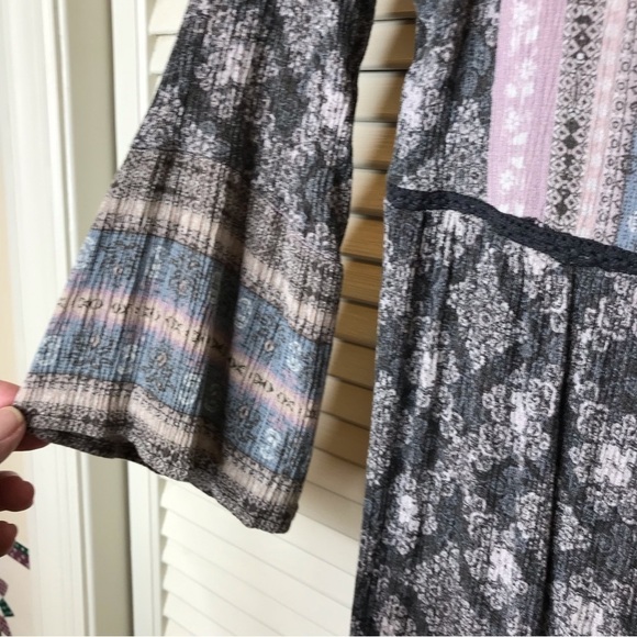 Knox Rose‎ Tunic Dress Size S 100% Rayon Tie Neck with Tassels Crochet Bell Slvs - Picture 6 of 10